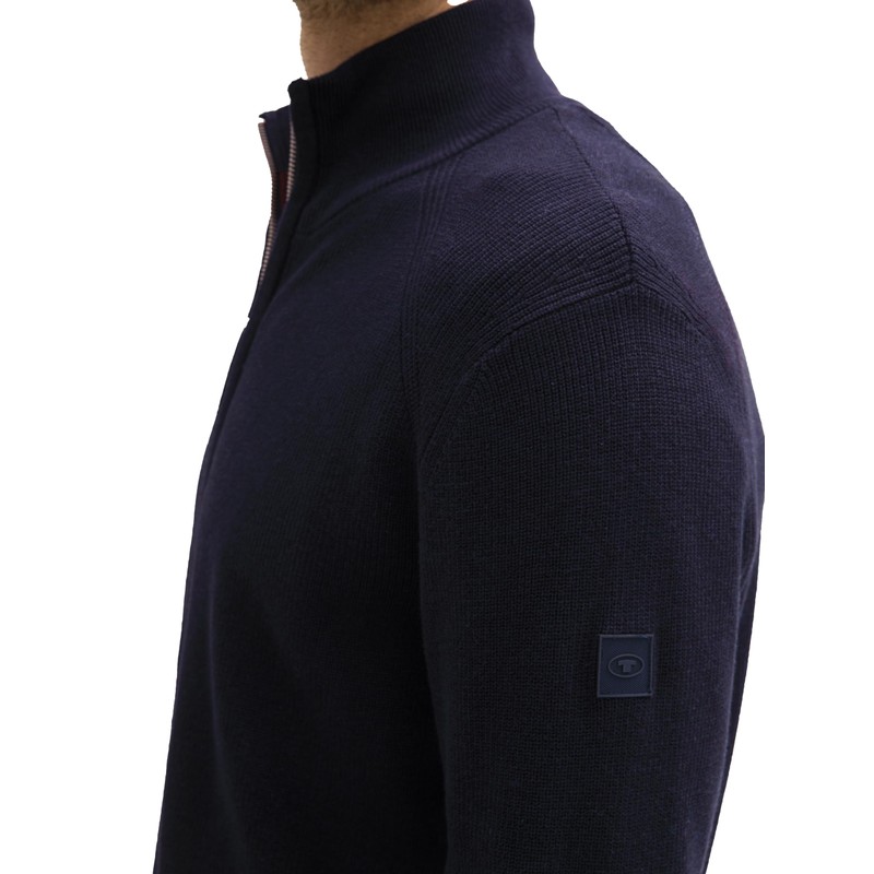 TOM TAILOR Men's Cotton Cardigan, 13160 - Knitted Navy Melange,