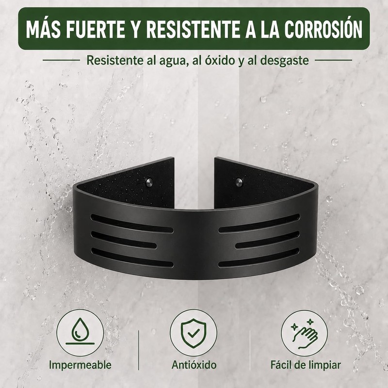 HAWOO Repisas para Baño Esquinero 2 Pack Sin Taladros
