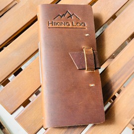 Tolredo Made in Canada Premium Hiking Journal Top-Grain Cowhide Leather Trail Logbook for Hikers, Outdoor Adventure Journal, 96 Templated Pages (8.3" X 4")