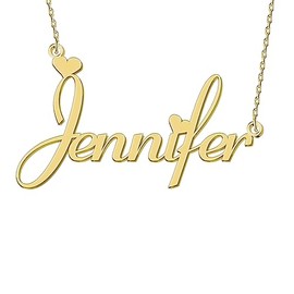 Women Jewelry Name Necklace Silver Heart Best Friend Women Girl Gifts for Her Jennifer