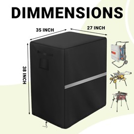 Table Saw Cover Waterproof Outdoor Portable Table Saw Cover with Reflective Strip & Handle, Heavy Duty Table Saws Protective Covers (Black, 35 x 27 x 38)