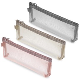 Styquenzer 3PCS Small Makeup Pouch, Mesh Makeup Brush Bag Portable Travel Cosmetic Bag Mesh Multifunctional Clear Bags for Home Office Supplies Cosmetics Make Up Travel Accessories