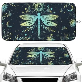 Dragonfly Car Windshield Sun Shade Foldable Sunshade Front Window Cover Sun Visor Protector Accessories for Truck SUV (64x32 inches)