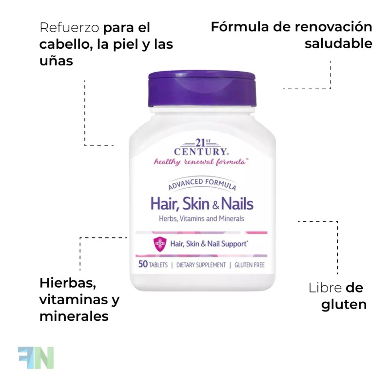Vitaminas Cabello Piel Y Uñas 21st Century 50 Capsulas Hair