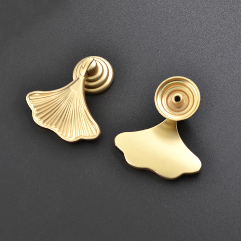 6 PCS Golden Ginkgo Leaf Shape Knob Handles, Drop Pendant