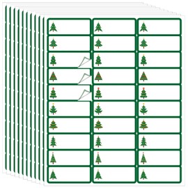 750 Pcs Christmas Address Labels 1 x 2.625 Inch Mailing Label Winter Foil Printable Gift Tags Compatible with Laser and Inkjet Printer(Green Tree)