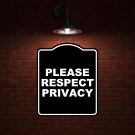 PLEASE RESPECT PRIVACY BLACK Minimalist Aluminum Composite Sign 8.5 x 10 inches