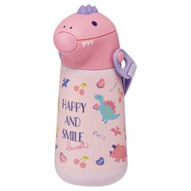 Skater SSH4D-A 3D Stainless Steel Straw Water Bottle, 12.5 fl oz (370 ml), Vacuum Double Wall, Cold Insulation, Happy & Smile