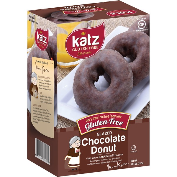Katz Gluten Free Glazed Chocolate Donuts | Dairy Free, Nut Free, Soy Free, Gluten Free | Kosher (3 Packs of 6 Donuts, 10.5 Ounce Each)