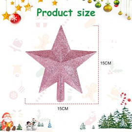 15CM Pink Mini Star Tree Topper - Glitter Star Topper for Small Christmas Trees