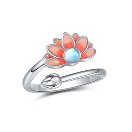 YAFEINI Lotus Ring Sterling Silver Lotus Flower Ring Lotus Jewelry for Women
