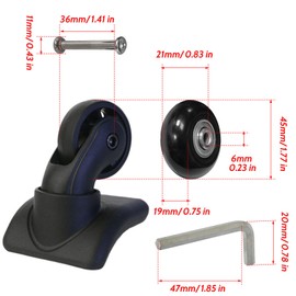 Bestookits Replacement Luggage Wheels 45x19mm Suitcase Wheels Repair Repair Set Wear-Resistant Trolley Casters for Trolley Bag, Inline Skate and Caster Board