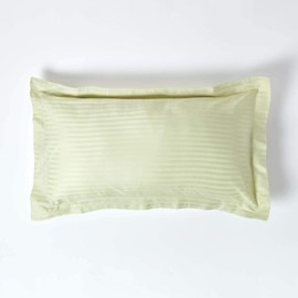HOMESCAPES Sage Green Pure Egyptian Cotton King Size Oxford Pillowcase 330 TC 500 Thread Count Percale Equivalent Satin Stripe Pillow Case