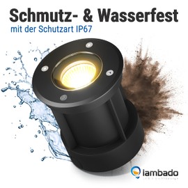 lambado® LED Floor Spotlight for Outdoor Use in Black - Waterproof & Driveable Including 3 W GU10 Spotlight Warm White - Round Floor Light / Recessed Floor Spotlight IP67 for Patio and Garden