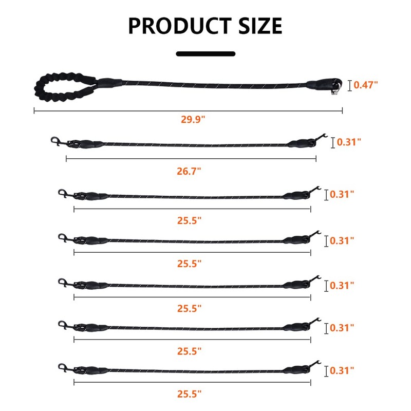 Six Dog Leash,Comfortable Six Dog with Reflective,360 Swivel No Tangle