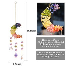 Crystal Suncatcher Colorful Suncatchers Hanging Crystals for Windows Chakra Stone Moon Rainbow Maker Glass Prism Crystal Garden Sun Catchers