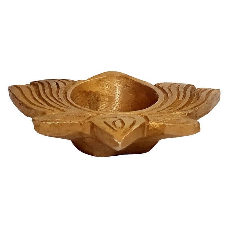 Purpledip Brass Diya Deepak Lotus: Small Oil Lamp for Home