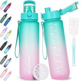 AOPREL Drinking Bottle 1 Litre, BPA-Free Tritan, Sports Bottle, Suitable for Carbonated Drinks, Leak-Proof, 1 Litre Bottle for Fitness, Hiking, Camping, School and Office