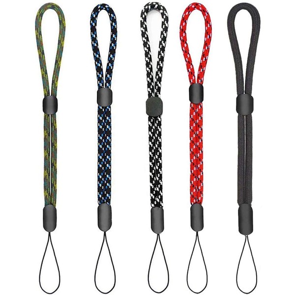 DFsucces Hand Strap, Set of 5, Popular Product, Mobile Phone Strap, Fall Prevention, Lost Prevention, Adjustable Length, Compatible with USB Drives, Keys, Cell Phones, Mascots, Keys, etc, 5-color