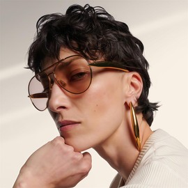 GUVIVI Retro Gold Aviator Sunglasses for Women Men, 2025 Metal Oversized 70s Aviators Sun Glasses Champagne