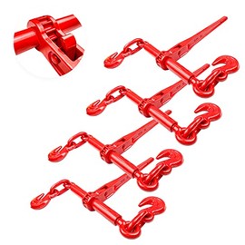 YATOINTO Ratchet Chain Binders 3/8'' - 1/2‘’ - 4 Pack Load Binder with 2 Grab Hooks - Tie Downs for Grade 70 Transport Chain 5/16 Inch - 9,200 Lbs. Safe Working Load (3/8''-1/2'' (4-Pcak))