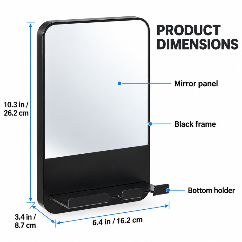 Fogless Shower Mirror 6.3 x 10.3 Inch – Wall Mounted