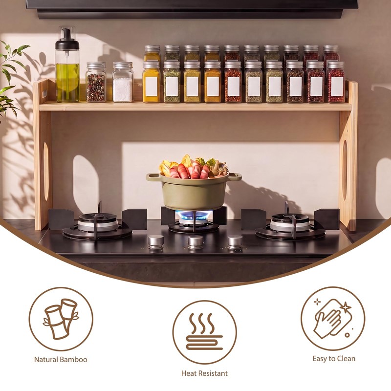 Woodever Bamboo Over the Stove Spice Shelf, 31.5" over the