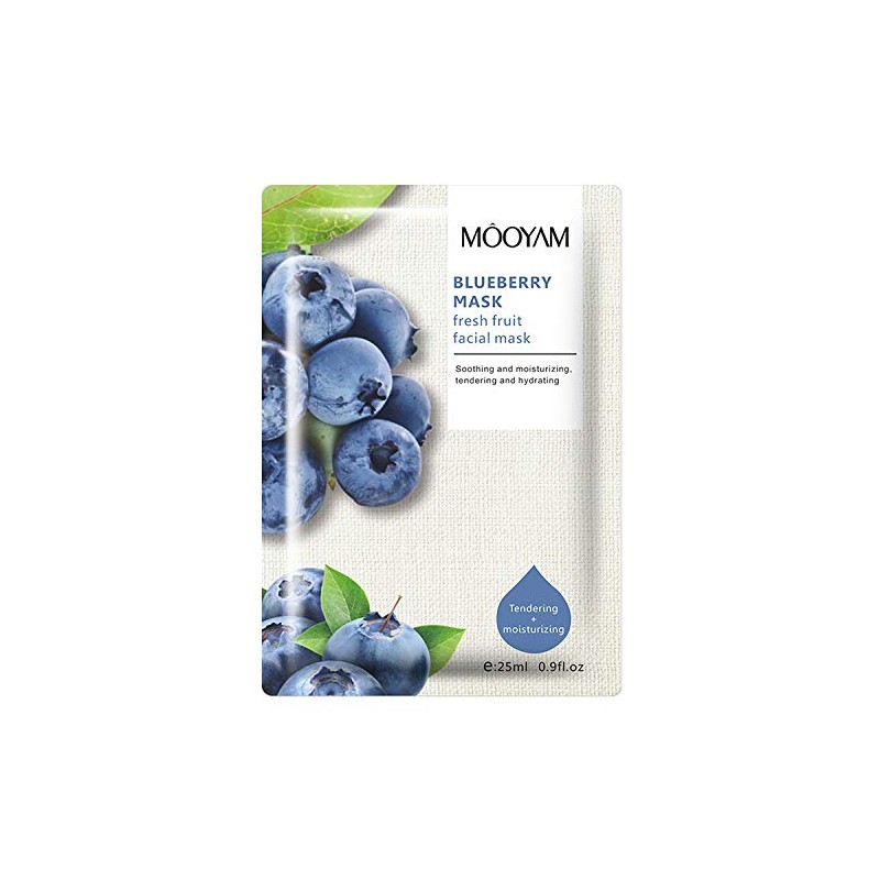 5x natural superfood moisturising and hydrating face mask sheets (Bluberry)
