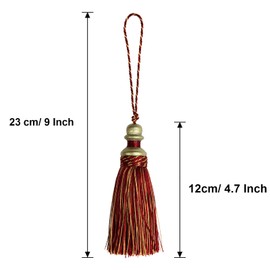 HedongHexi 2 Pack Tassel Key Tassel with Loops, Handmade Tassel Craft, DIY Accessories for Home Decoration (Mix red, 2 Pack)