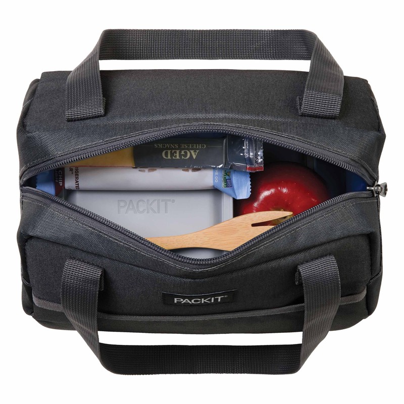 PackIt Freezable Hampton Lunch Bag, City Charcoal, Built with EcoFreeze