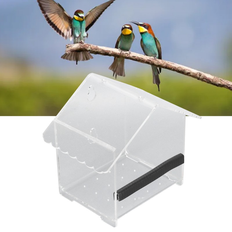 Window Bird Feeder Transparent Large Space Bird Feeder House with