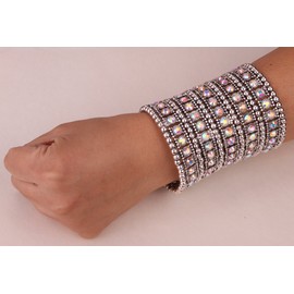 YACQ Jewelry Women's Multilayer Crystal Stretch Bracelet 5 Row