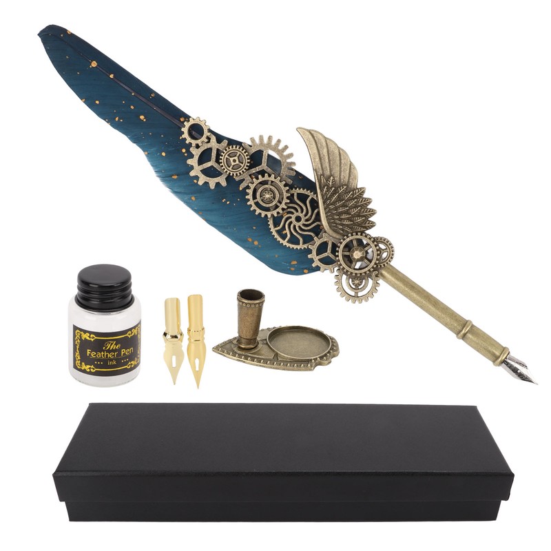 Quill Pen and Ink Set Vintage Style Glossy Writting Stainless
