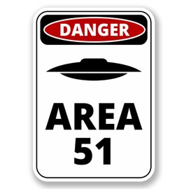 2 x 10cm Danger Sign Area 51 Vinyl Sticker Laptop Car UFO Nevada USA #6424 (7cm Wide x 10cm Tall)