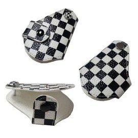 iJDMTOY Black White Checkered Design Key Fob Cover Holder Compatible with 2008-up Mini Cooper R55 R56 R57 R58 R59 R60 R61 F55 F56