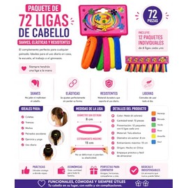 72 Pcs Ligas para Peinar el Cabello, Donas para Cabello, Donas para Cabello Altamente Elásticas Lazos del Pelo para Coleta, Bandas de Goma de Pelo Algodón sin Costuras Corbatas para el Cabello para Niñas y Mujeres (Black) (Neon)