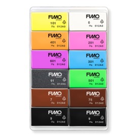 STAEDTLER 8013 C12-3 FIMO Effect Oven-Hardening Polymer Modelling Clay - Neon, Assorted Colours (Pack of 12 x 25g Half Blocks)