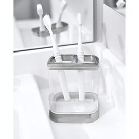 iDesign Haley Vanity Center for Bathroom Countertops, Desks, Vanities - Clear and Brushed