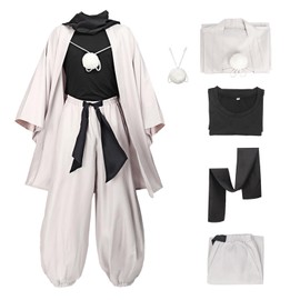 C-ZOFEK Anime Cosplay Haori Kimono Jacket Pants Black Stretchy Top with Scarf for Men Costume US SIZE(Large)