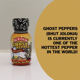 ASS KICKIN' Ghost Pepper Premium Hot Sauce Bottles Gourmet Gift Set Travel Size– .75 oz. 24 Pack - Try if You Dare! - Ultimate Ghost Pepper Gift Set