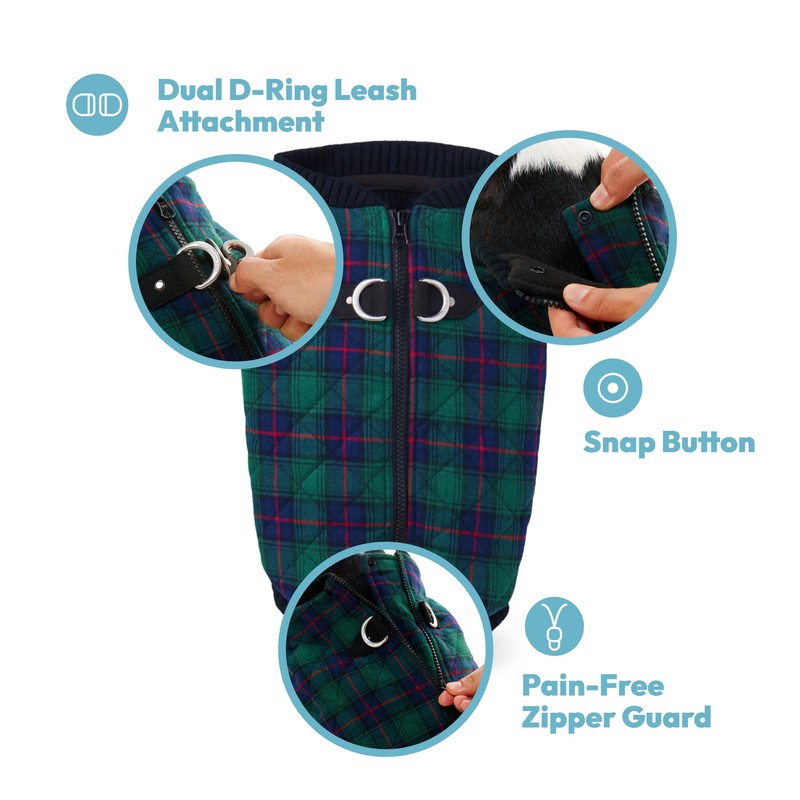 Gooby Fashion Vest Check, White, Medium