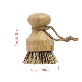Pack of 3 Bamboo Palm Brush, Dish Brush Made of Bamboo, Sustainable Dish Brush, Round Kitchen Brush, Dishwashing Brush, Palm Washing Up Brush for Cleaning Pots, Pans, Plates and Cutlery