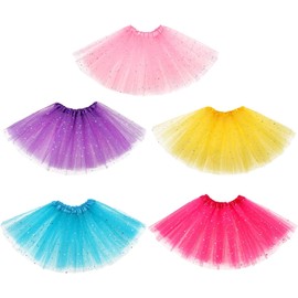 M-Aimee 5 Set Girls Layered Sequins Ballet Tutu Skirt 3 Layer Thickness Ballet Dance Tutu Dress with Butterfly Hair Clips