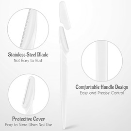 16 Pcs White Eyebrow Razor, Face Razors Multipurpose, Facial Razors for Women Men, Eyebrow Trimmers Shaver with Protective Cover, Dermaplaning Tools for Face Body Use, Facial Hair Removal Tools