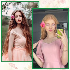 Flowers Hair Clip Butterfly orchid Pearl Bohemia style Duckbill clip Hair Accessories For Women Beach Party Photo Decoration (Blue)