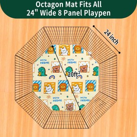 PJYucien Reusable Pee Pads for Dogs, 24'' Per Side 62'' Diagonal Octagonal Washable Puppy Pads, Designed for 24'' Width 8 Panels with All Height Playpen,Couch, Crate, Bed, Sofa.