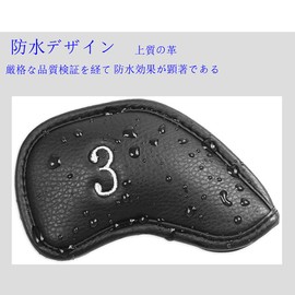 Vester Golf Club Protective Covers Golf Iron Covers Synthetic Leather Flexible Waterproof Protective Lightweight Fabric Velcro Closure (3-9, Aw, Pw, Sw, Lw, Lw) Number Golf Club Head Protective Cover