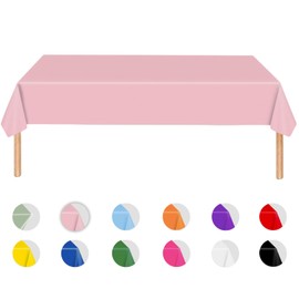 MORAINJAY Party Tablecloth,Pink Table Cloth for Birthday,137x274cm Birthday Table Cover Party Tableware,Solid Color Table Decors for Party,Wedding,Picnic,Pink Party Supplies for 16 Guests
