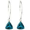 Peacock Blue Quartz Trillion Sterling Silver Earrings