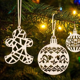 Pack of 12 Wooden Christmas Tree Pendants, Christmas Tree Decoration, Wooden Pendant for Painting, Christmas, Christmas Tree Wooden Pendants, DIY Christmas Decoration Wood